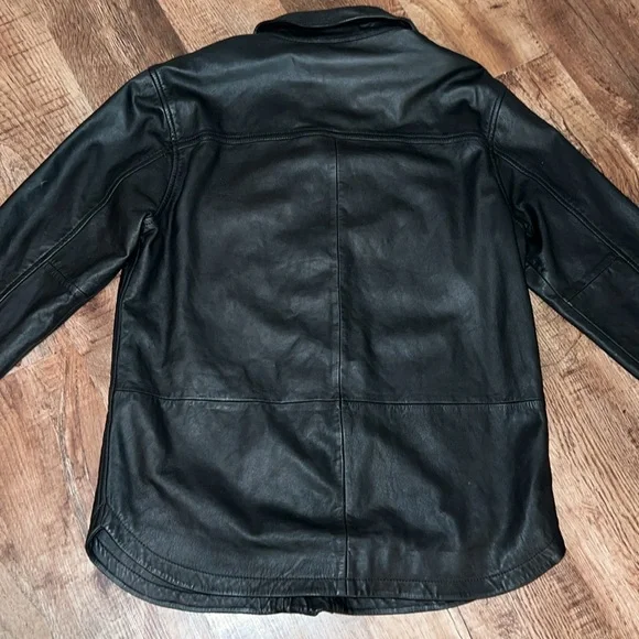 Lucky Brand Authentic Black Leather Jacket/Shacket • Women’s Sz Medium 🍀🖤 - Picture 7 of 10